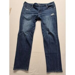 American Eagle women's super stretch skinny denim blue jeans sz 20  distressed